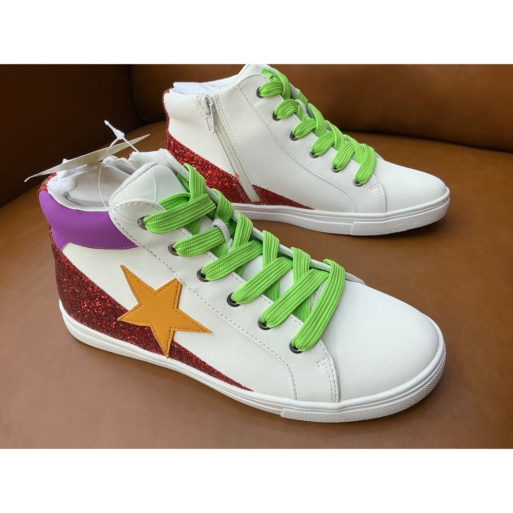 Thereabouts TH Parker Sneakers Kids 4M White Multi Star Glitter High Top